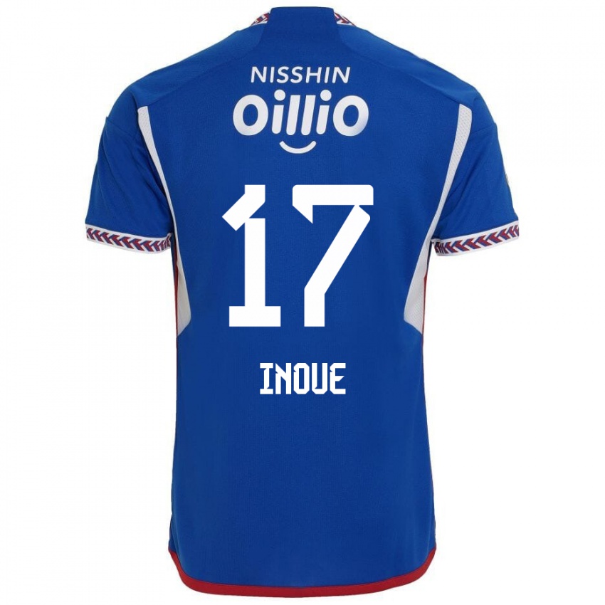 Dětské Kenta Inoue #17 Modrá Bílá Červená Domů Hráčské Dresy 2024/25 Dres