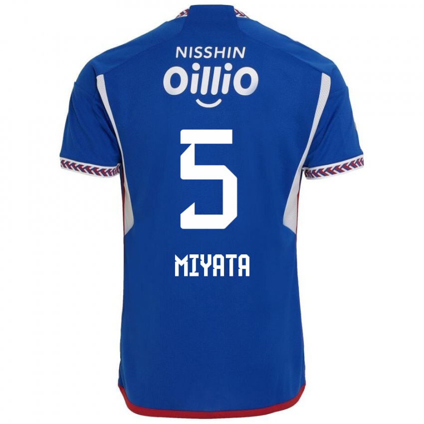 Dětské Haru Miyata #5 Modrá Bílá Červená Domů Hráčské Dresy 2024/25 Dres