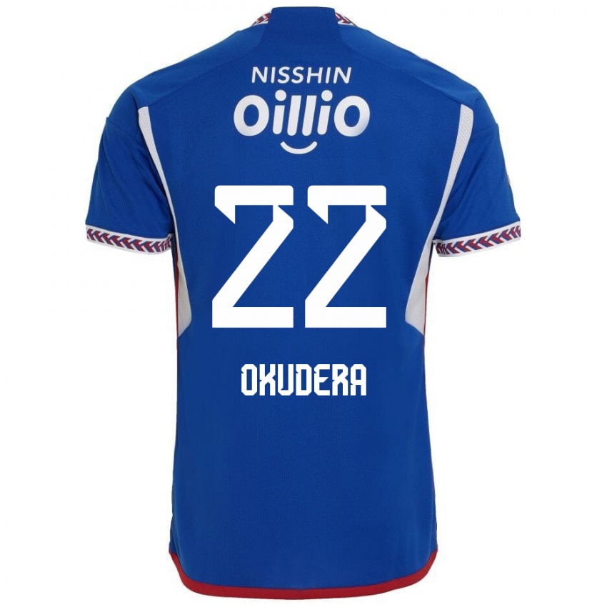 Dětské Minato Okudera #22 Modrá Bílá Červená Domů Hráčské Dresy 2024/25 Dres