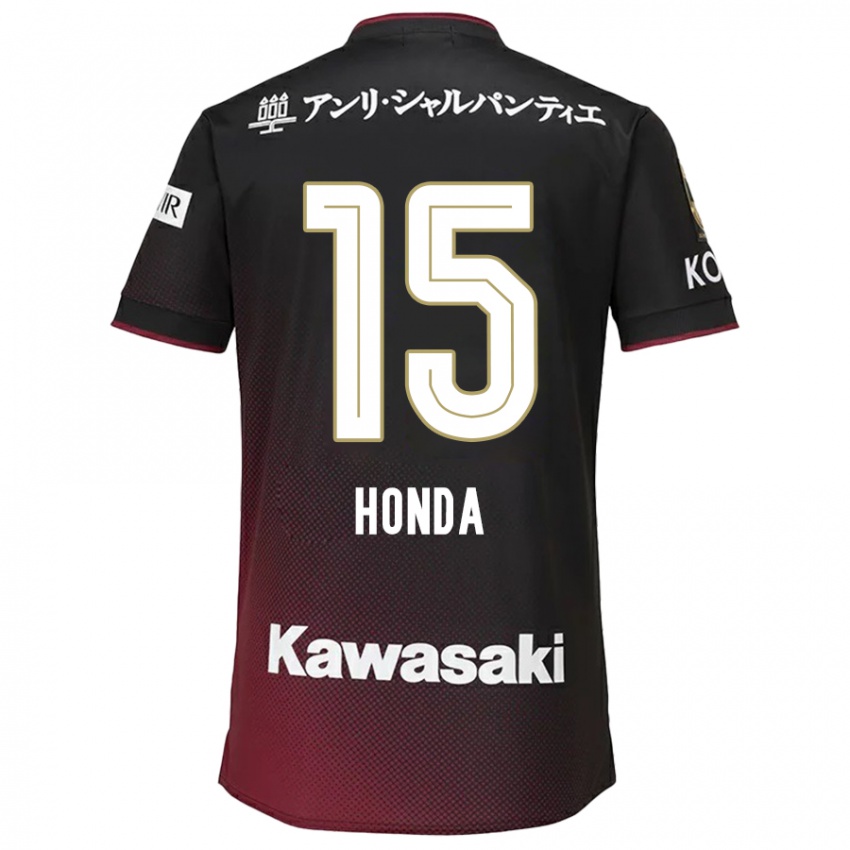 Dětské Yuki Honda #15 Černá Červená Domů Hráčské Dresy 2024/25 Dres