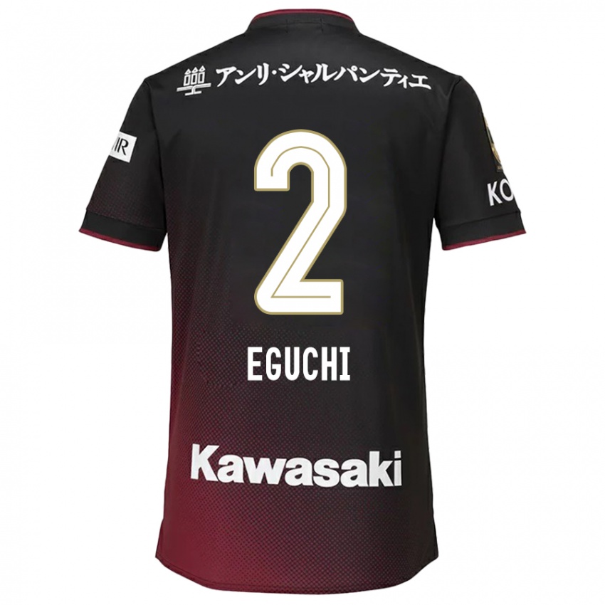 Dětské Takuma Eguchi #2 Černá Červená Domů Hráčské Dresy 2024/25 Dres