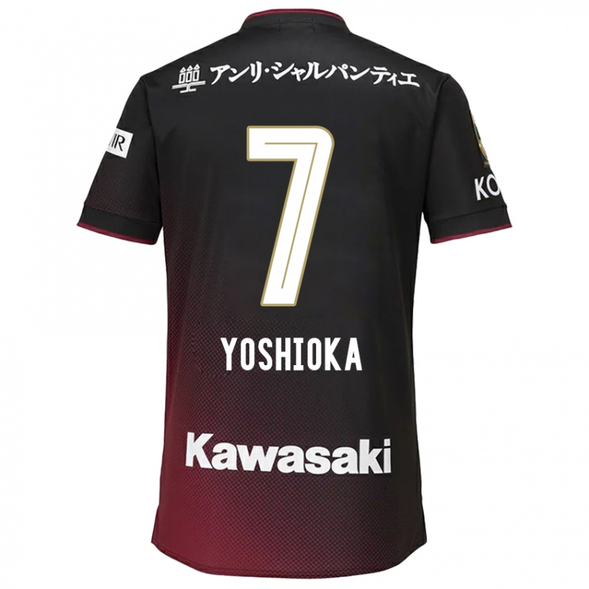 Dětské Ran Yoshioka #7 Černá Červená Domů Hráčské Dresy 2024/25 Dres