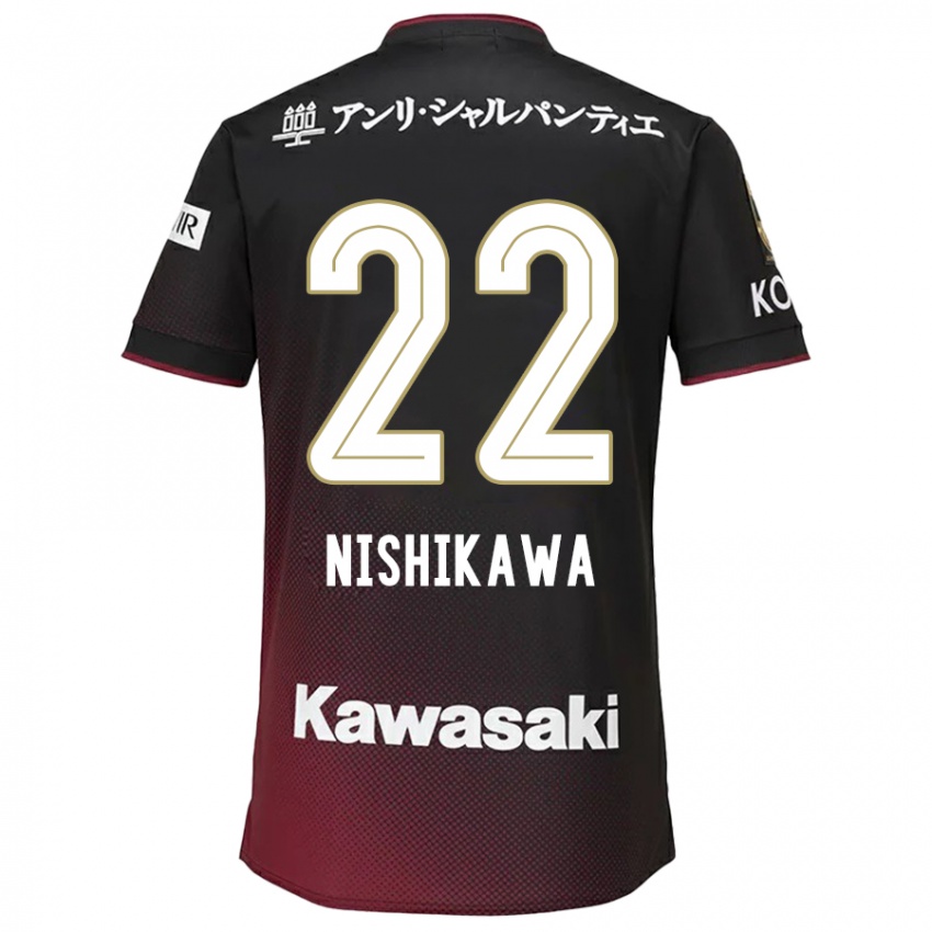 Dětské Aiku Nishikawa #22 Černá Červená Domů Hráčské Dresy 2024/25 Dres