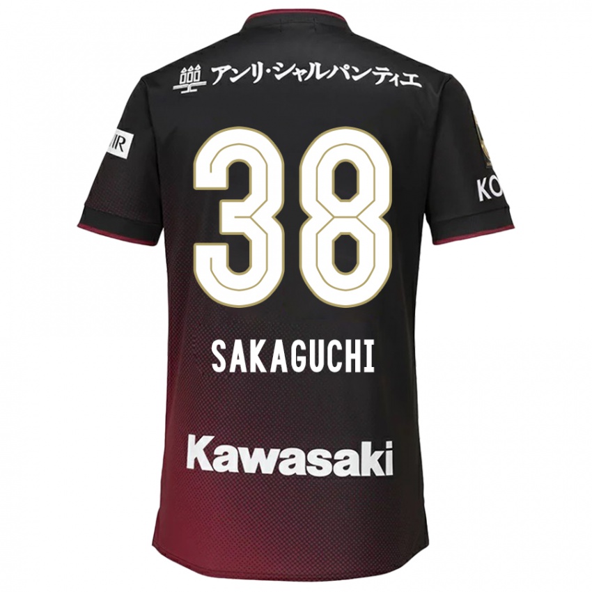 Dětské Yuki Sakaguchi #38 Černá Červená Domů Hráčské Dresy 2024/25 Dres