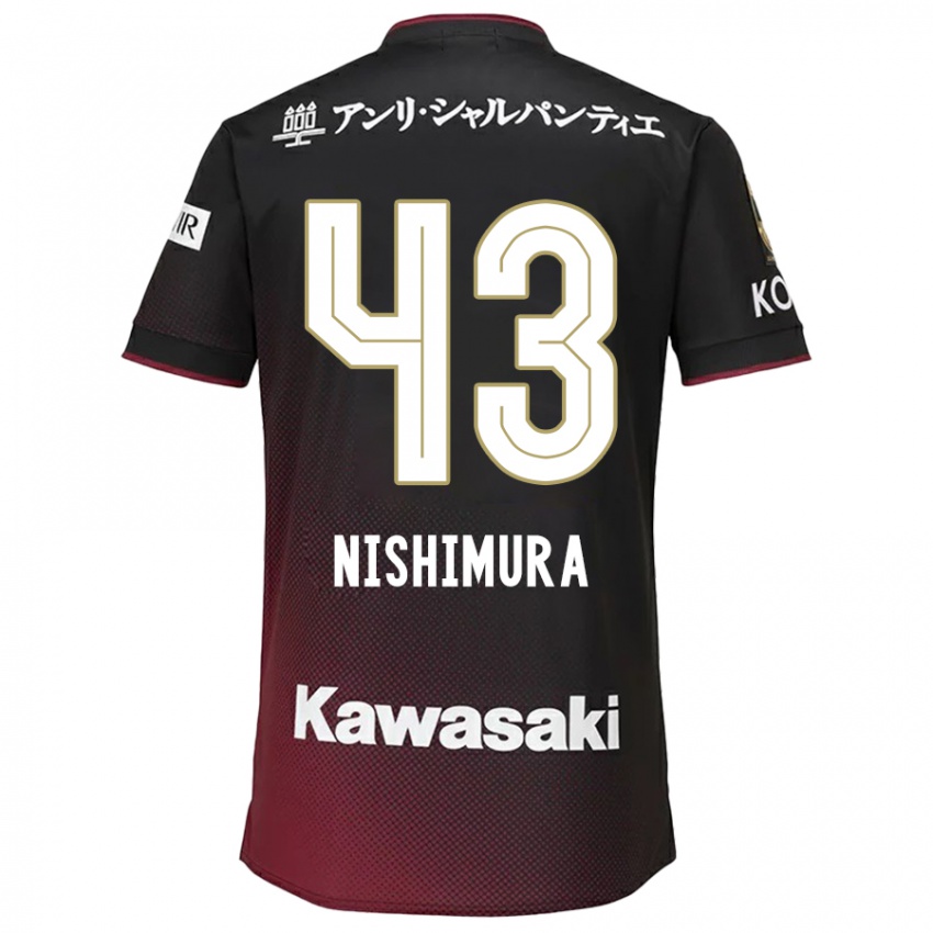 Dětské Nagi Nishimura #43 Černá Červená Domů Hráčské Dresy 2024/25 Dres