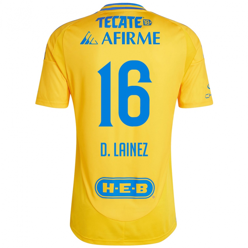 Dětské Diego Lainez #16 Zlatožlutá Domů Hráčské Dresy 2024/25 Dres