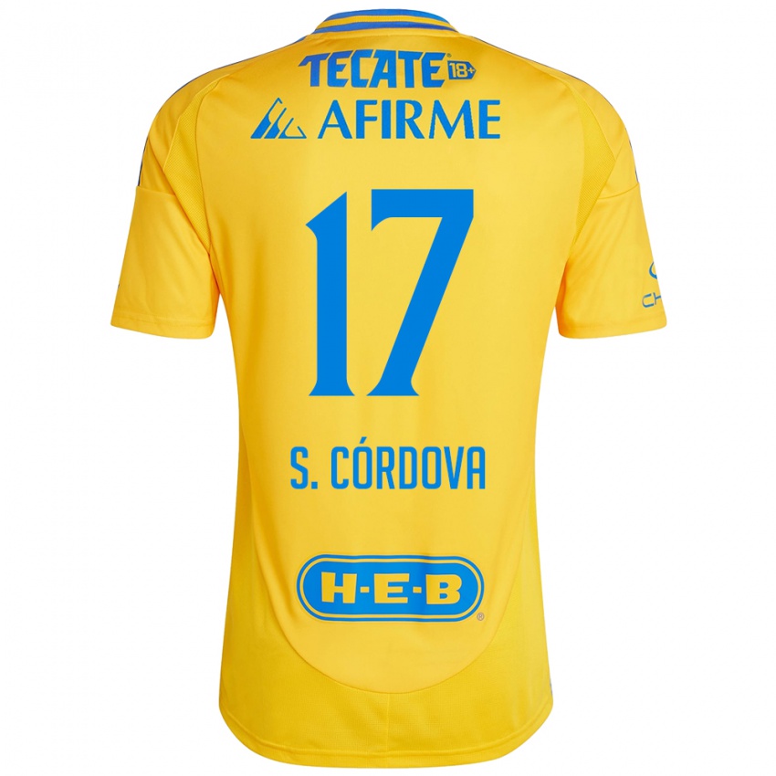 Dětské Sebastian Cordova #17 Zlatožlutá Domů Hráčské Dresy 2024/25 Dres