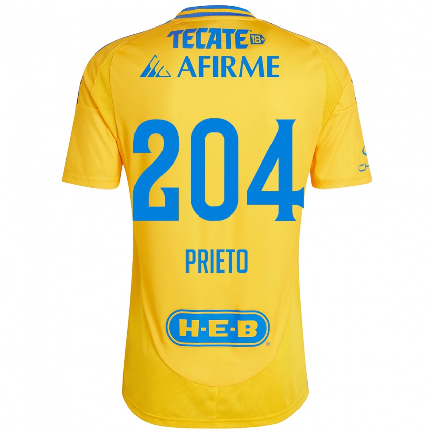 Dětské Leonel Prieto #204 Zlatožlutá Domů Hráčské Dresy 2024/25 Dres