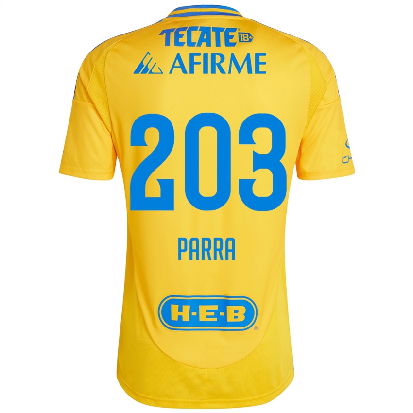 Dětské Bernardo Parra #203 Zlatožlutá Domů Hráčské Dresy 2024/25 Dres