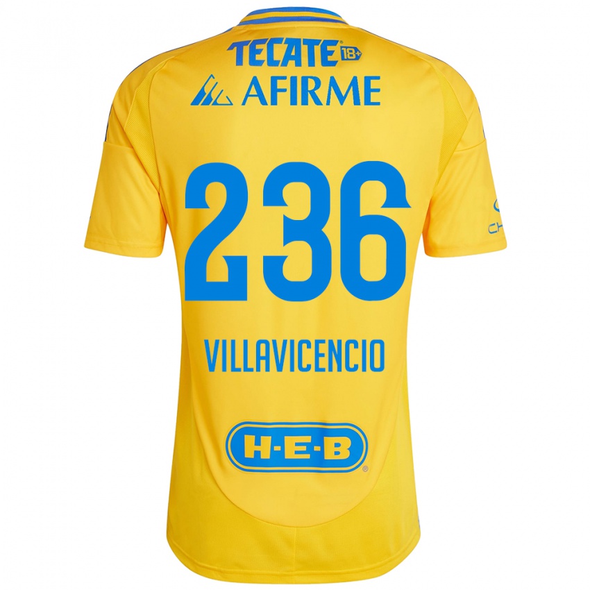 Dětské Edgar Villavicencio #236 Zlatožlutá Domů Hráčské Dresy 2024/25 Dres