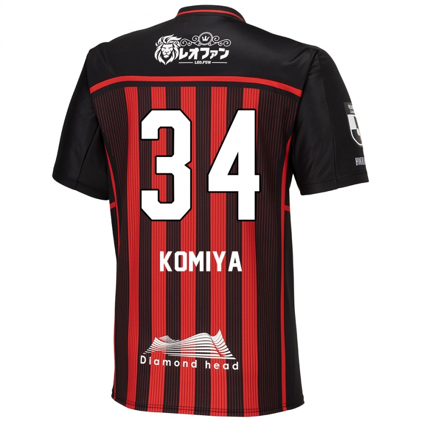 Dětské Masaki Komiya #34 Červená Černá Domů Hráčské Dresy 2024/25 Dres