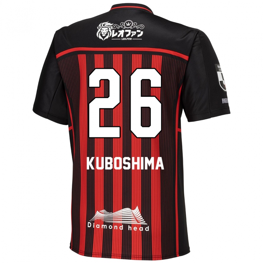 Dětské Takeharu Kuboshima #26 Červená Černá Domů Hráčské Dresy 2024/25 Dres