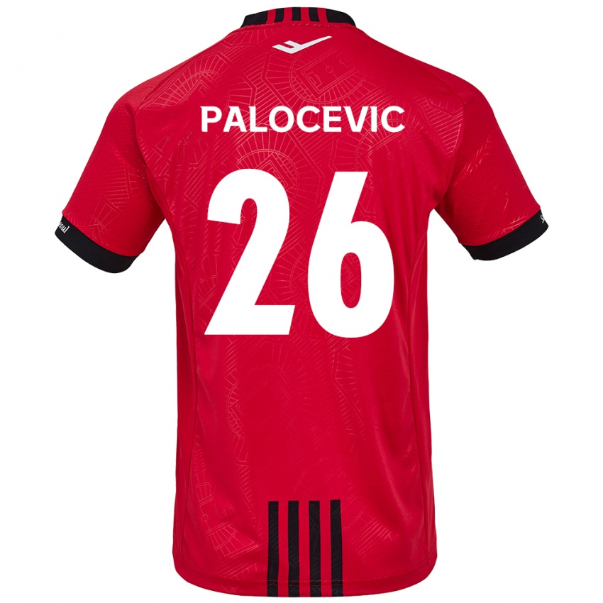 Dětské Aleksandar Palocevic #26 Červená Černá Domů Hráčské Dresy 2024/25 Dres