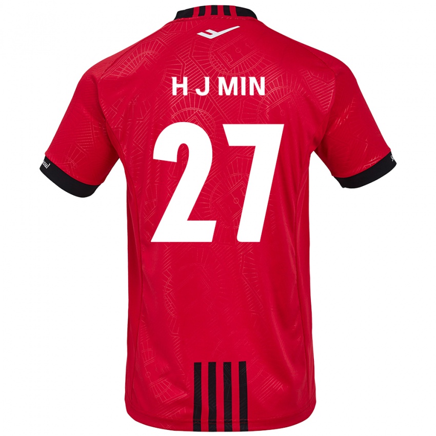 Dětské Ji-Hoon Min #27 Červená Černá Domů Hráčské Dresy 2024/25 Dres