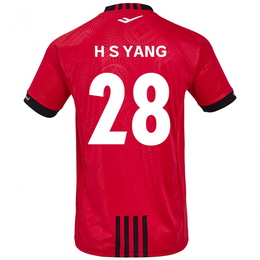 Dětské Seung-Hyeon Yang #28 Červená Černá Domů Hráčské Dresy 2024/25 Dres