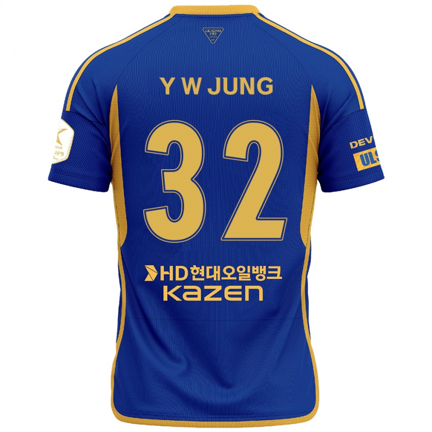 Dětské Woo-Young Jung #32 Modrá Žlutá Domů Hráčské Dresy 2024/25 Dres