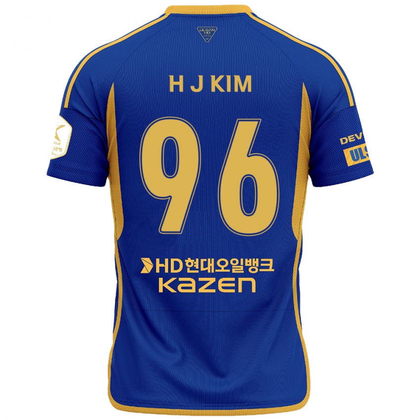 Dětské Ji-Hyun Kim #96 Modrá Žlutá Domů Hráčské Dresy 2024/25 Dres