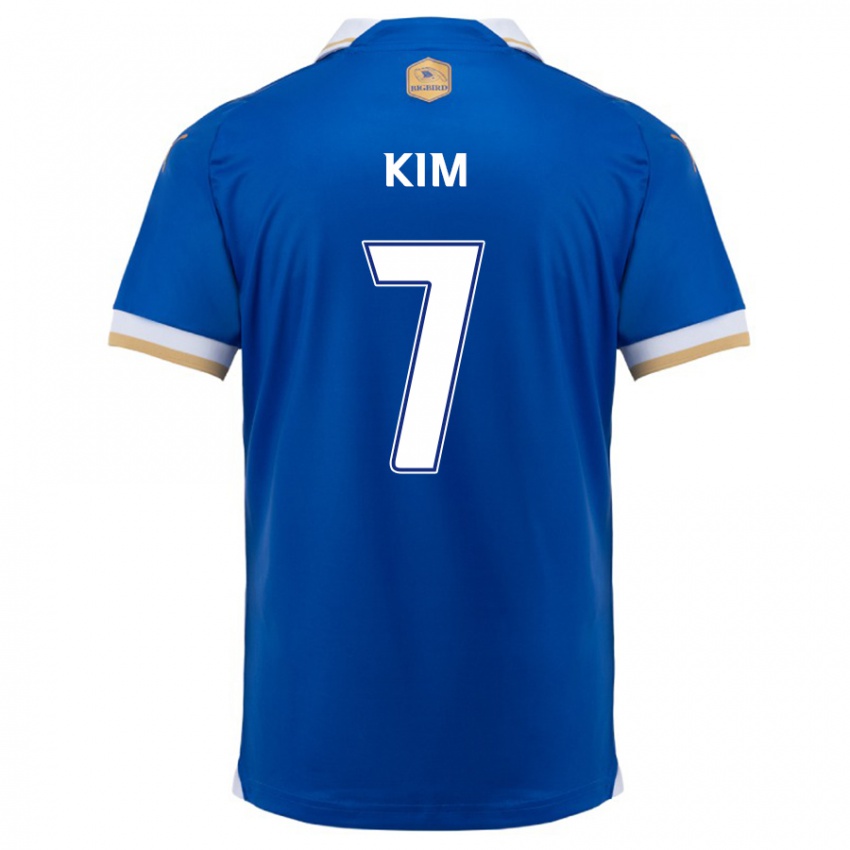 Dětské Hyun Kim #7 Modrá Bílá Domů Hráčské Dresy 2024/25 Dres