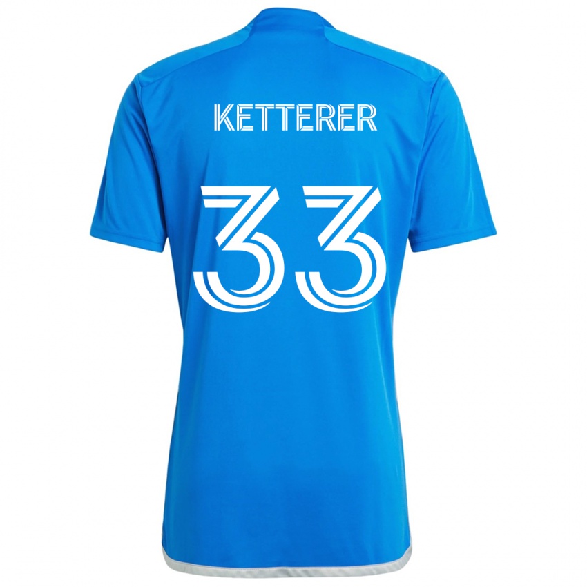 Dětské Logan Ketterer #33 Modrá Bílá Domů Hráčské Dresy 2024/25 Dres