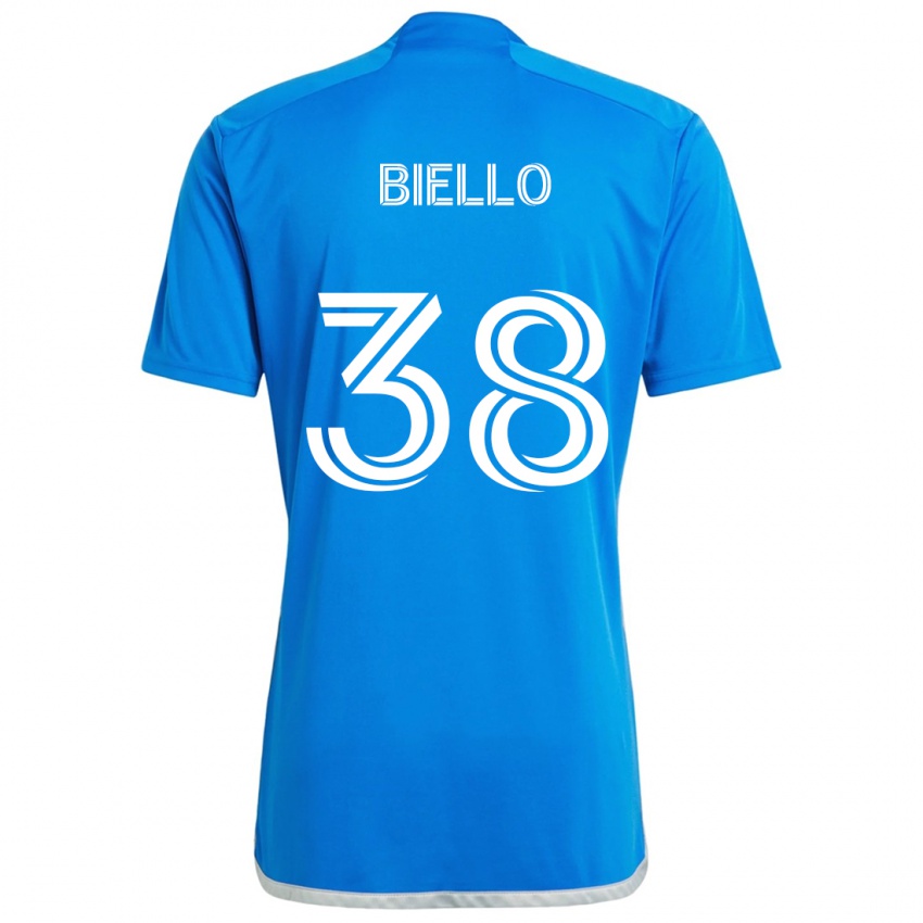 Dětské Alessandro Biello #38 Modrá Bílá Domů Hráčské Dresy 2024/25 Dres