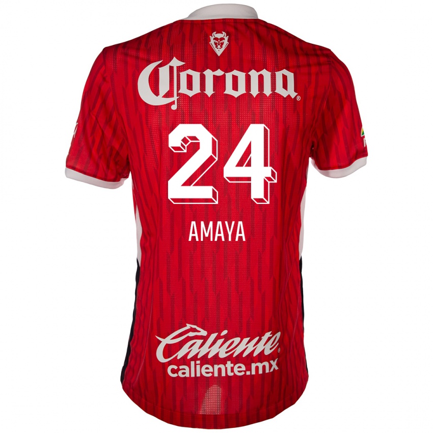 Dětské Frankie Amaya #24 Červená Bílá Domů Hráčské Dresy 2024/25 Dres