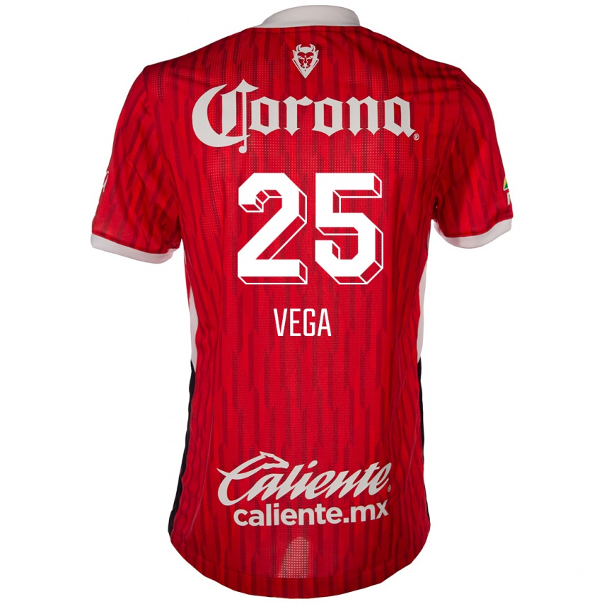 Dětské Alexis Vega #25 Červená Bílá Domů Hráčské Dresy 2024/25 Dres