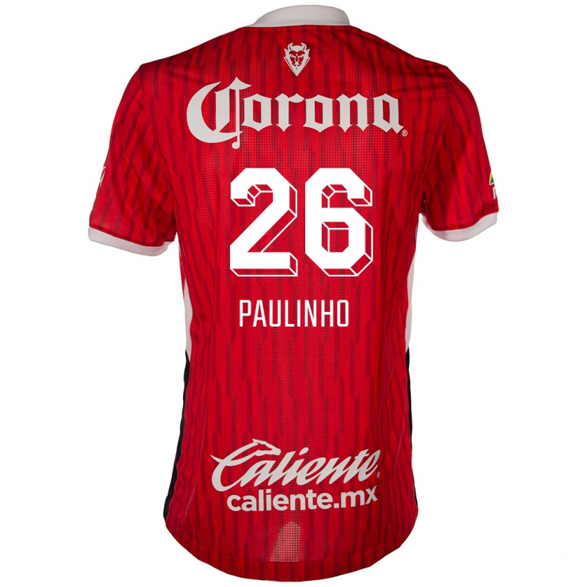 Dětské Paulinho #26 Červená Bílá Domů Hráčské Dresy 2024/25 Dres