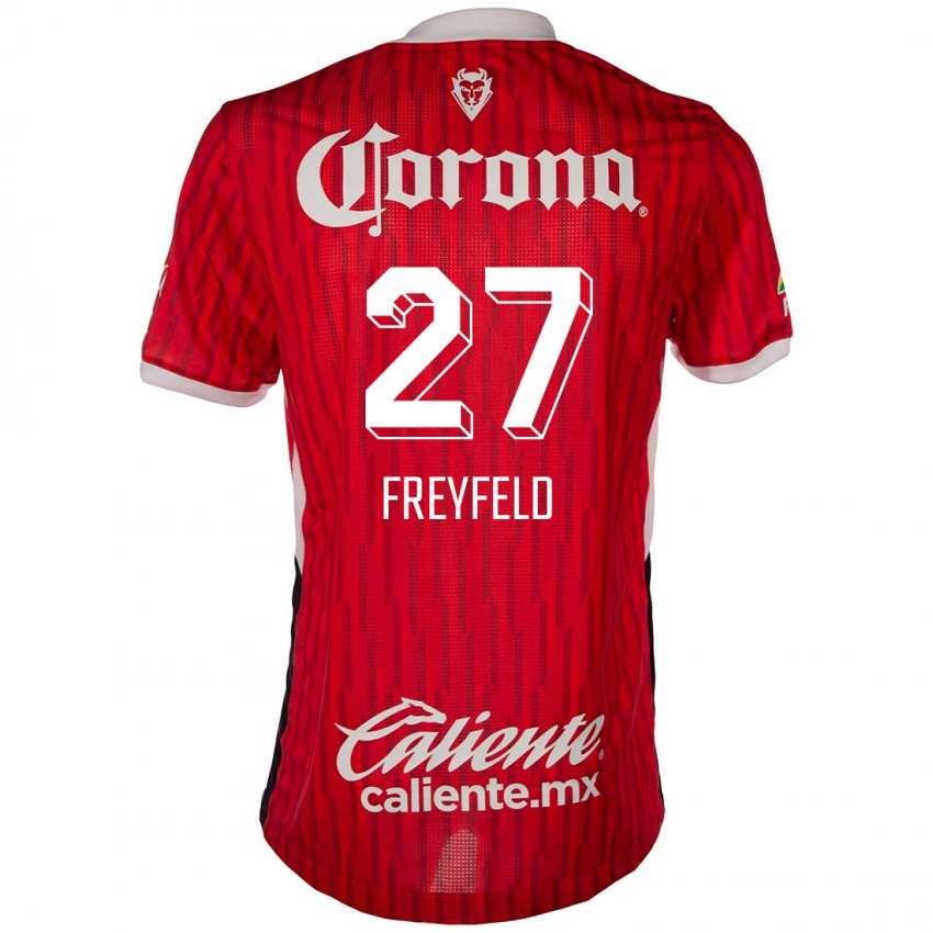 Dětské Emiliano Freyfeld #27 Červená Bílá Domů Hráčské Dresy 2024/25 Dres