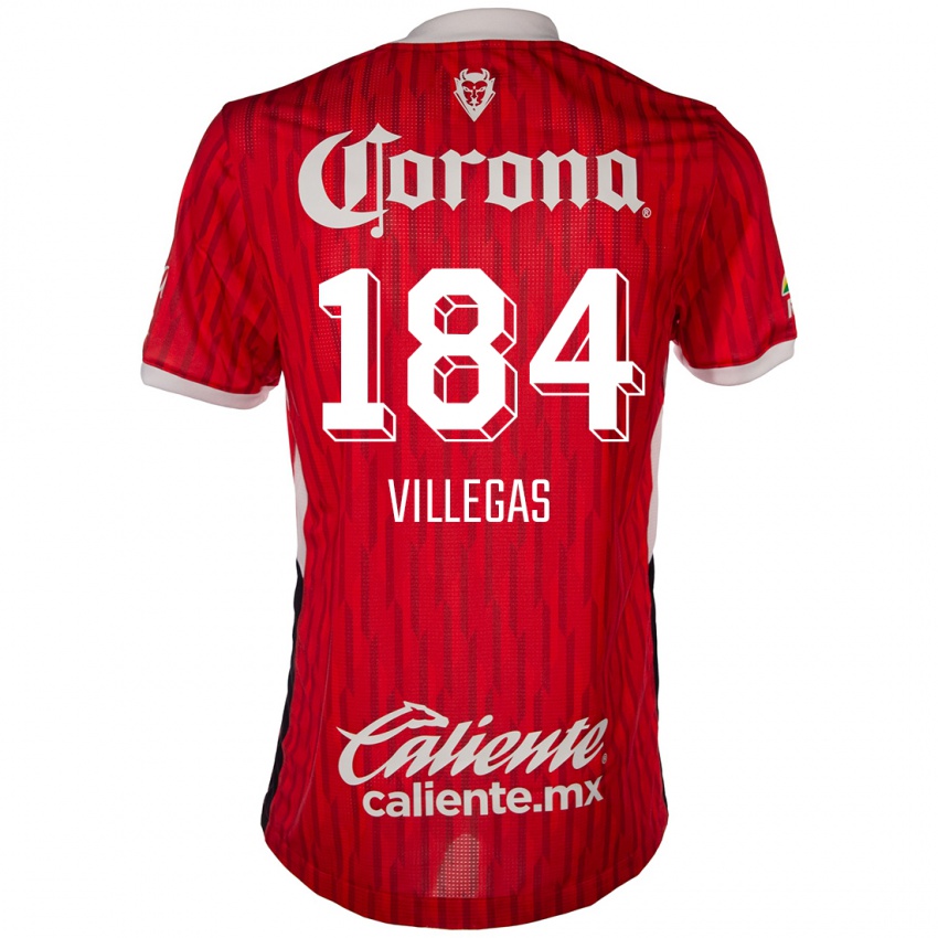 Dětské Abraham Villegas #184 Červená Bílá Domů Hráčské Dresy 2024/25 Dres