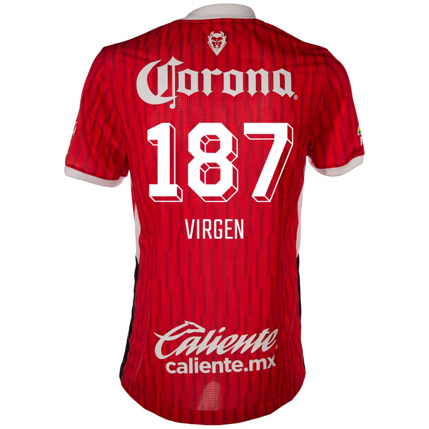 Dětské Oswaldo Virgen #187 Červená Bílá Domů Hráčské Dresy 2024/25 Dres