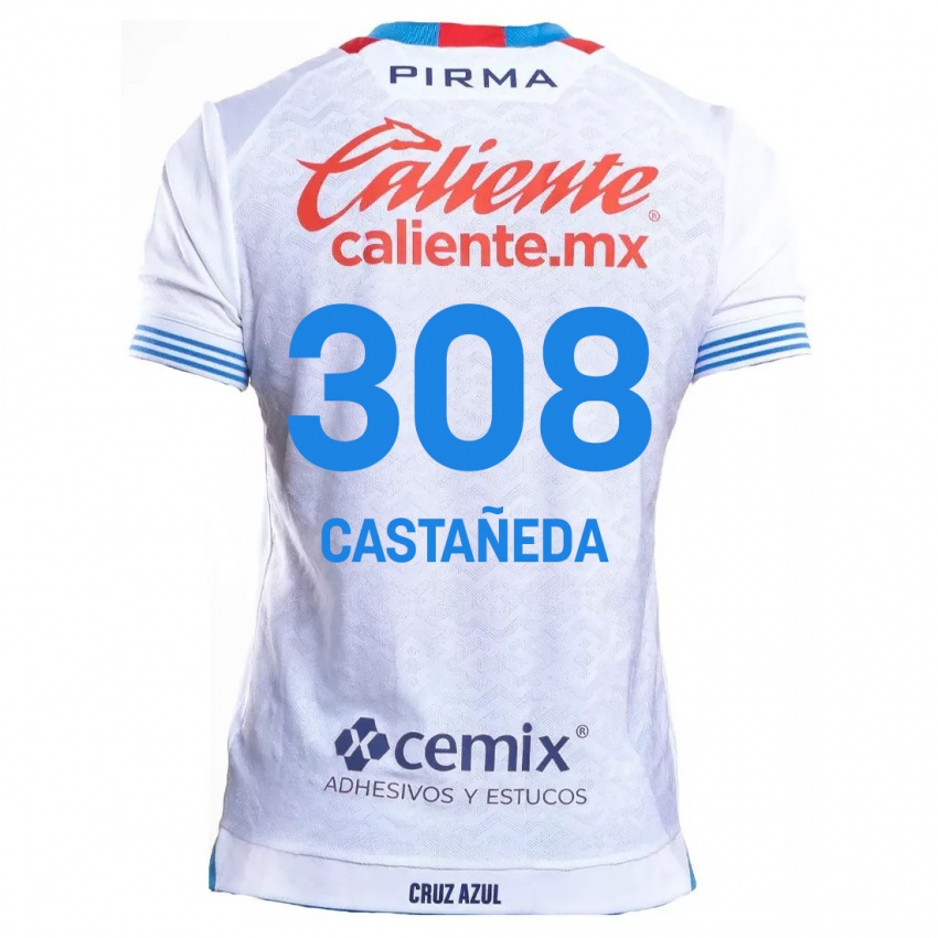 Dětské Emiliano Castañeda #308 Bílá Modrá Daleko Hráčské Dresy 2024/25 Dres