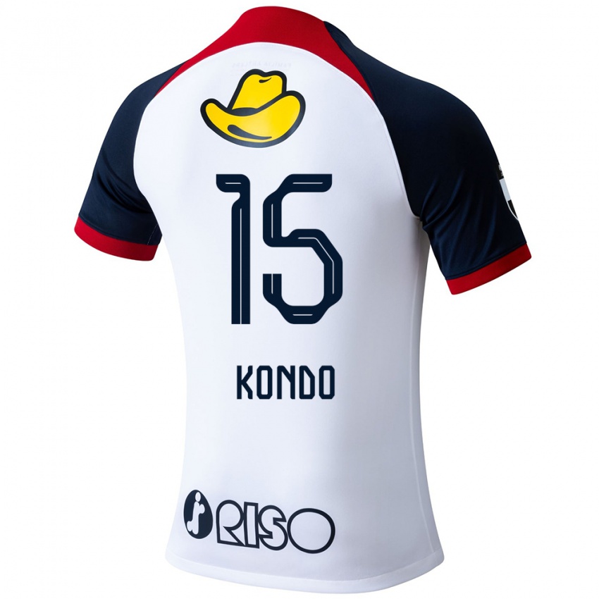 Dětské Daisuke Kondo #15 Bílá Modrá Červená Daleko Hráčské Dresy 2024/25 Dres