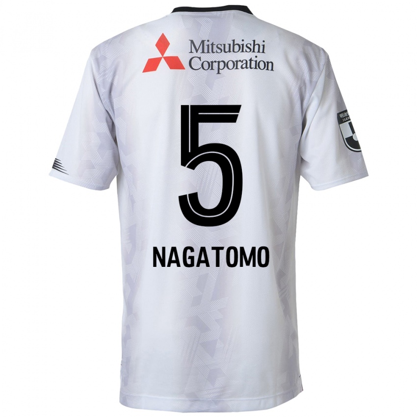 Dětské Yuto Nagatomo #5 Bílý Černý Daleko Hráčské Dresy 2024/25 Dres