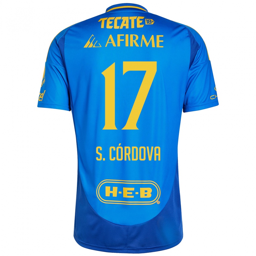 Dětské Sebastian Cordova #17 Modrá Žlutá Daleko Hráčské Dresy 2024/25 Dres