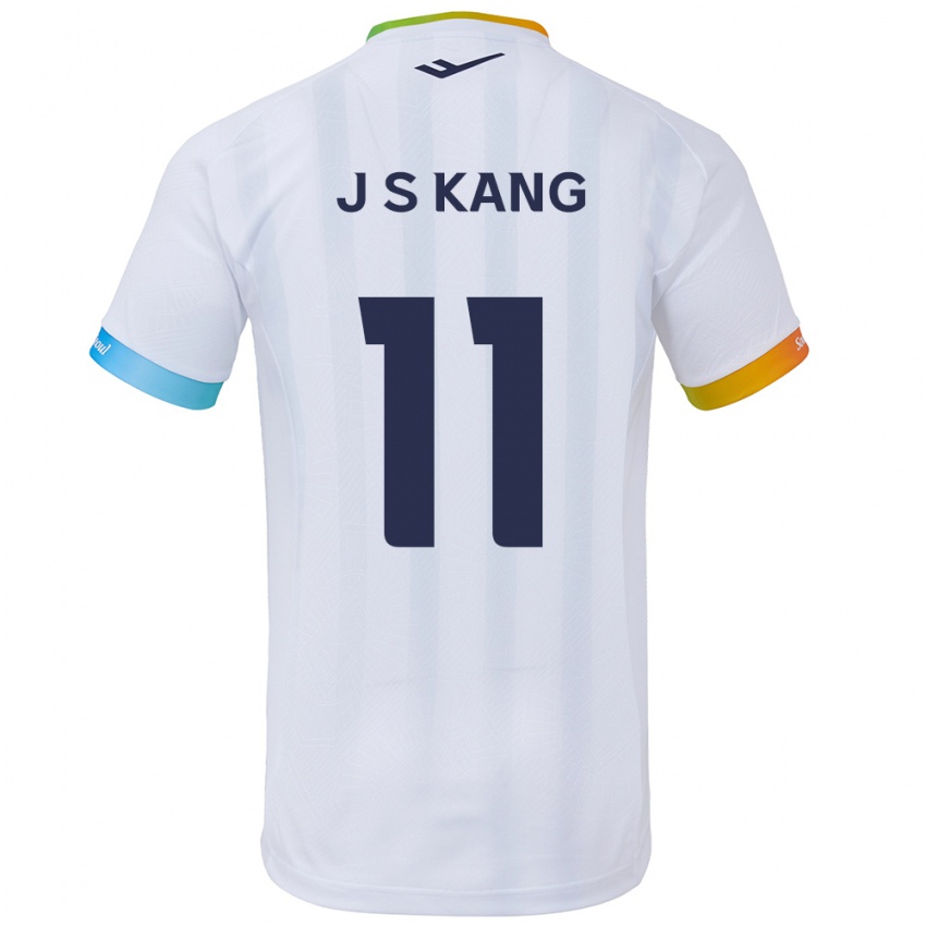 Dětské Seong-Jin Kang #11 Bílá Modrá Daleko Hráčské Dresy 2024/25 Dres