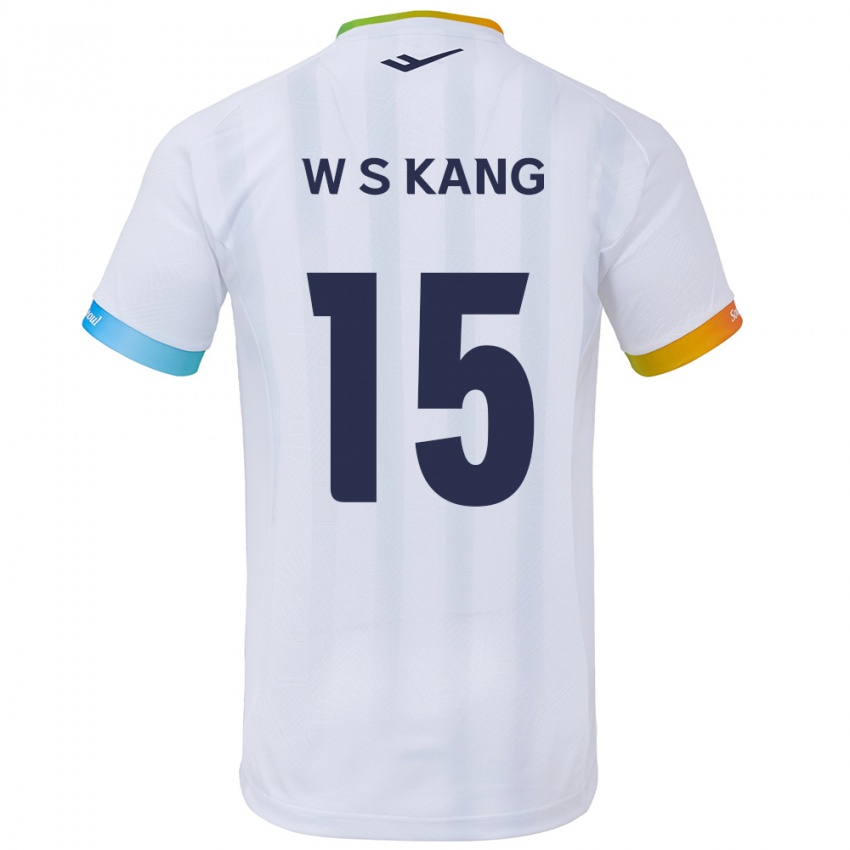 Dětské Sang-Woo Kang #15 Bílá Modrá Daleko Hráčské Dresy 2024/25 Dres