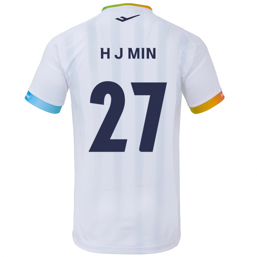 Dětské Ji-Hoon Min #27 Bílá Modrá Daleko Hráčské Dresy 2024/25 Dres