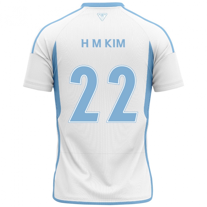 Dětské Min-Hyuk Kim #22 Bílá Modrá Daleko Hráčské Dresy 2024/25 Dres