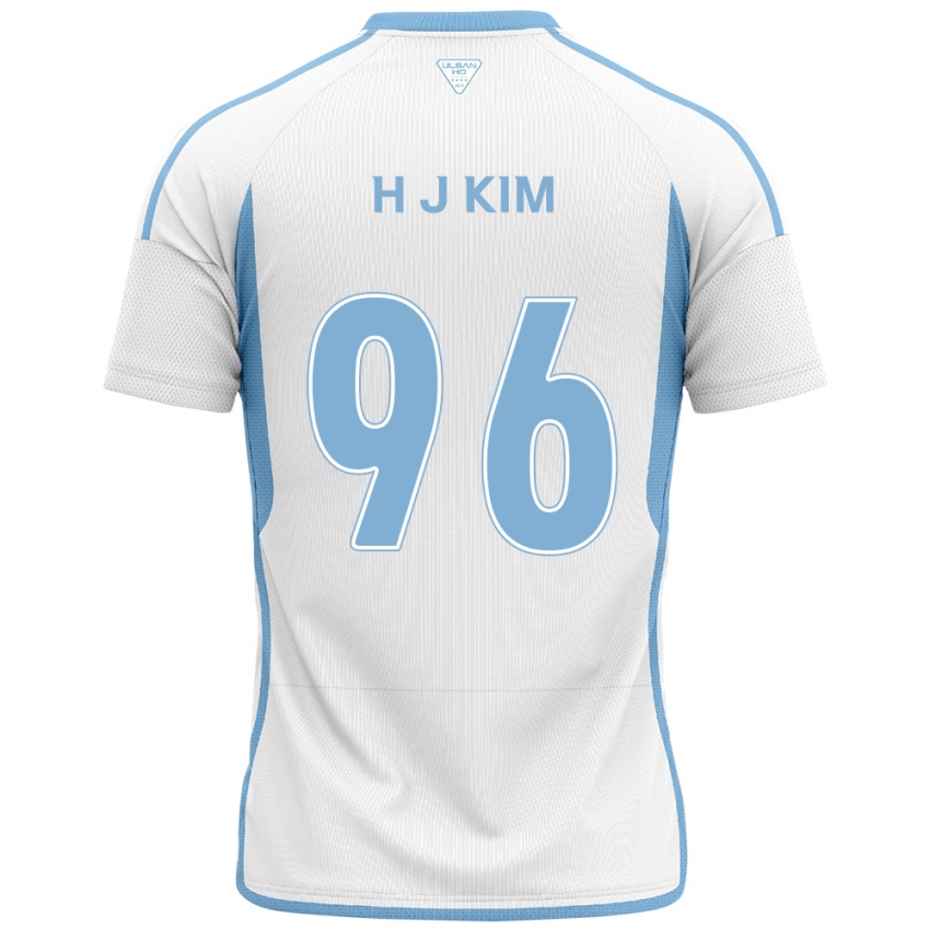 Dětské Ji-Hyun Kim #96 Bílá Modrá Daleko Hráčské Dresy 2024/25 Dres