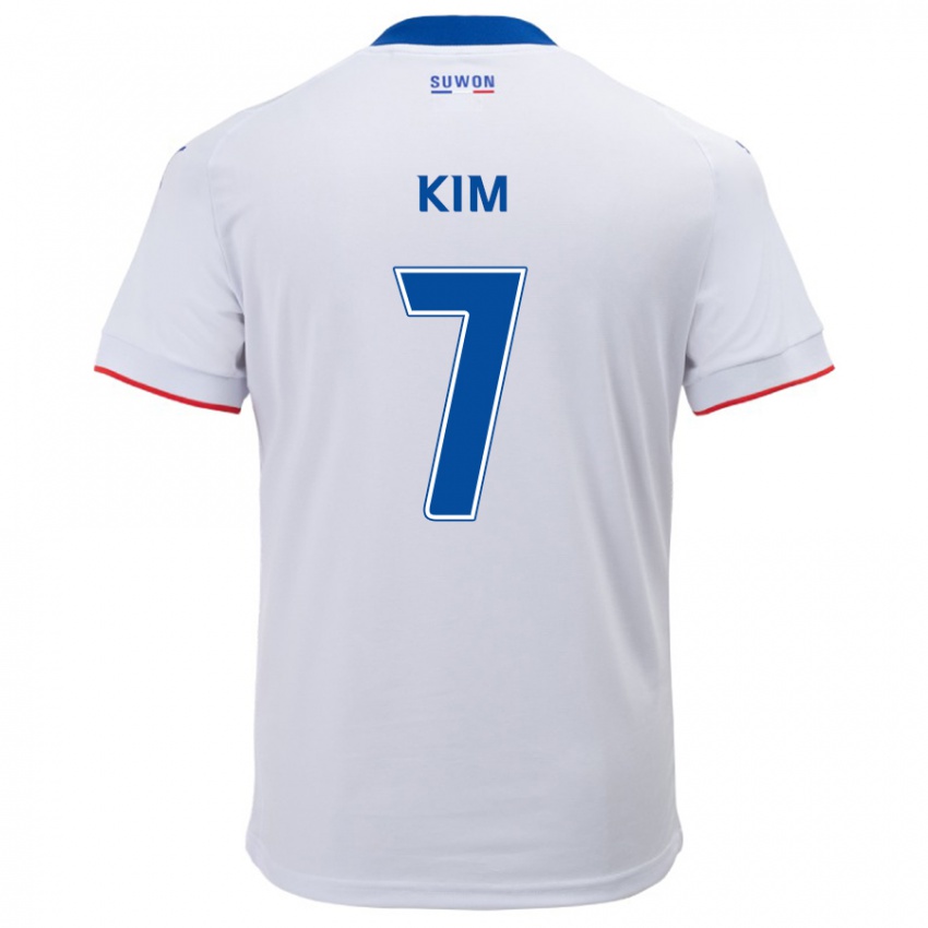 Dětské Hyun Kim #7 Bílá Modrá Daleko Hráčské Dresy 2024/25 Dres