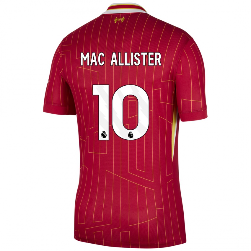 Dětské Alexis Mac Allister #10 Červená Žlutá Bílá Domů Hráčské Dresy 2024/25 Dres