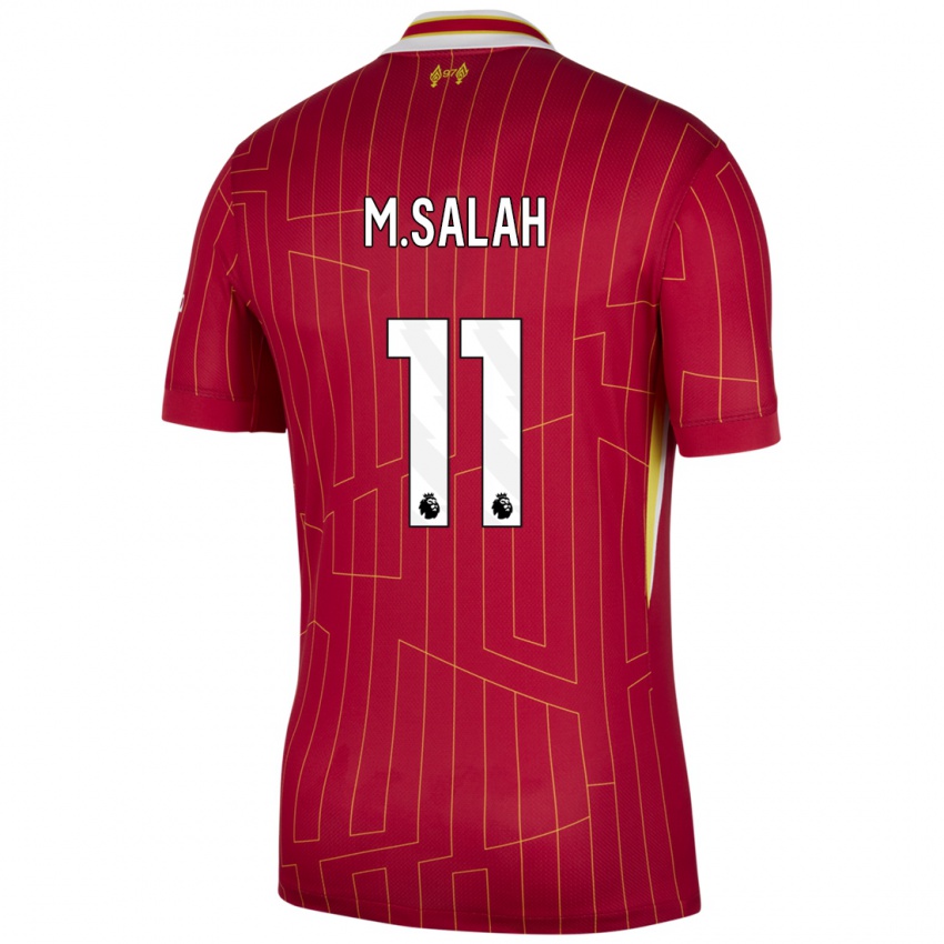 Dětské Mohamed Salah #11 Červená Žlutá Bílá Domů Hráčské Dresy 2024/25 Dres