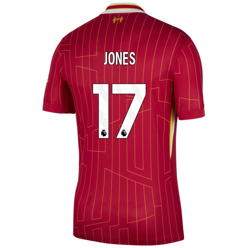 Dětské Curtis Jones #17 Červená Žlutá Bílá Domů Hráčské Dresy 2024/25 Dres