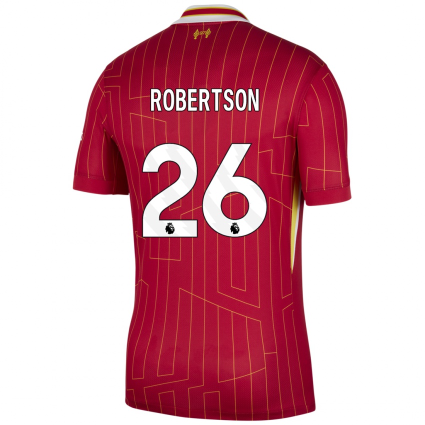 Dětské Andrew Robertson #26 Červená Žlutá Bílá Domů Hráčské Dresy 2024/25 Dres