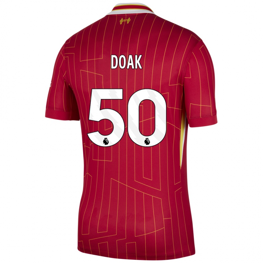 Dětské Ben Doak #50 Červená Žlutá Bílá Domů Hráčské Dresy 2024/25 Dres