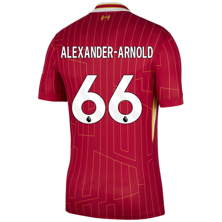 Dětské Trent Alexander-Arnold #66 Červená Žlutá Bílá Domů Hráčské Dresy 2024/25 Dres