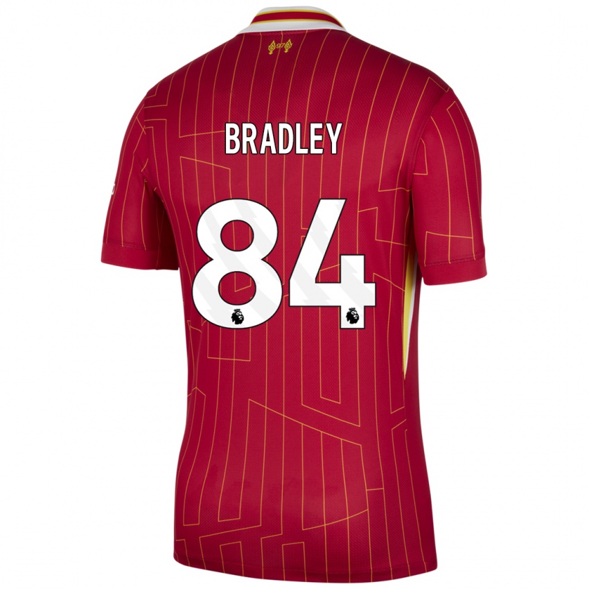 Dětské Conor Bradley #84 Červená Žlutá Bílá Domů Hráčské Dresy 2024/25 Dres