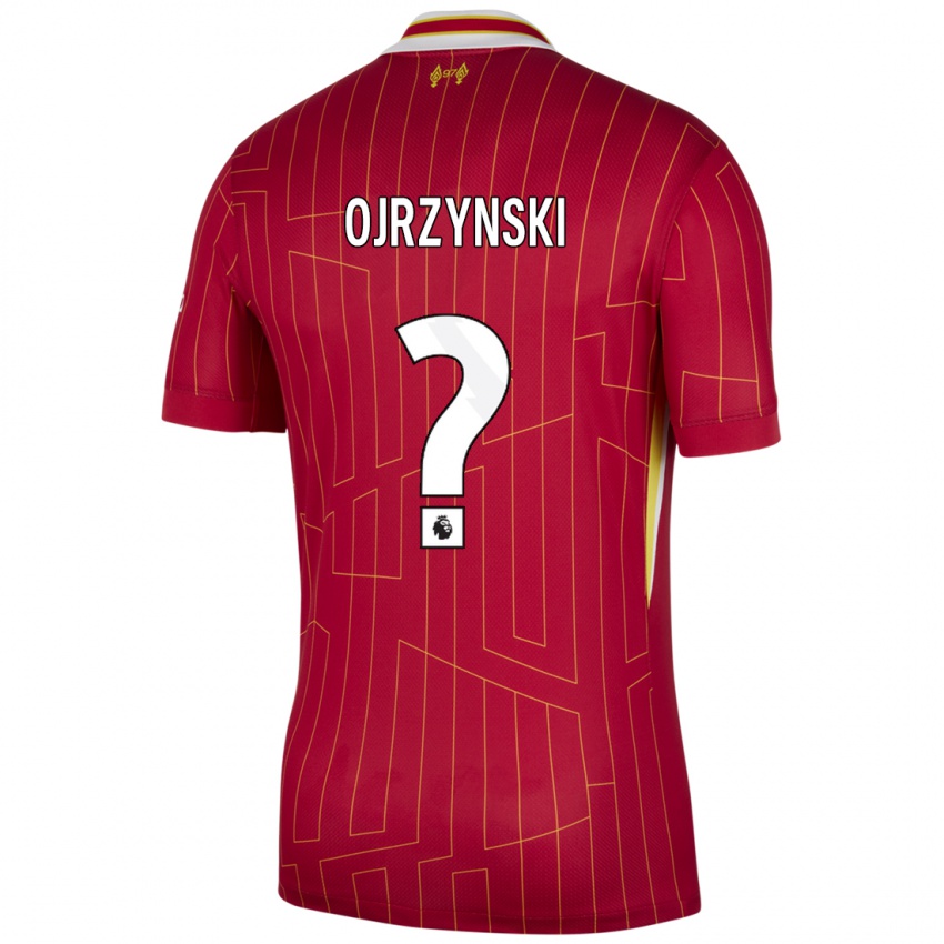 Dětské Jakub Ojrzynski #0 Červená Žlutá Bílá Domů Hráčské Dresy 2024/25 Dres