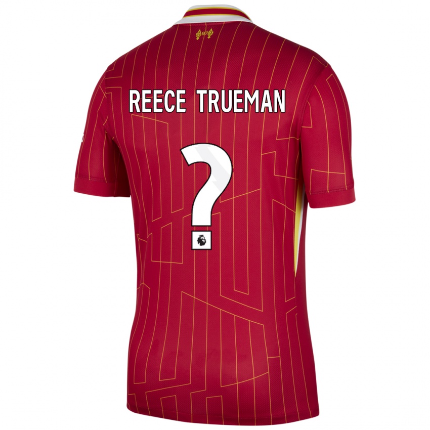 Dětské Reece Trueman #0 Červená Žlutá Bílá Domů Hráčské Dresy 2024/25 Dres