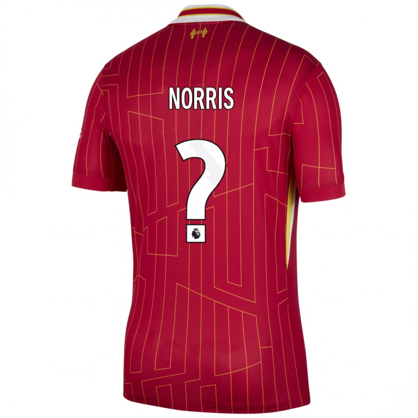 Dětské James Norris #0 Červená Žlutá Bílá Domů Hráčské Dresy 2024/25 Dres